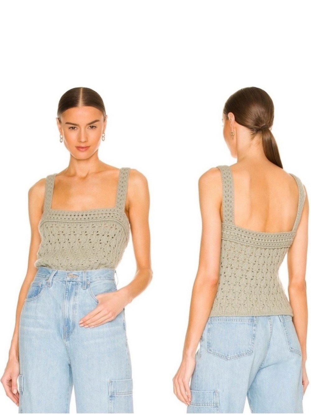 Cashmere Crochet Knit Tank Top